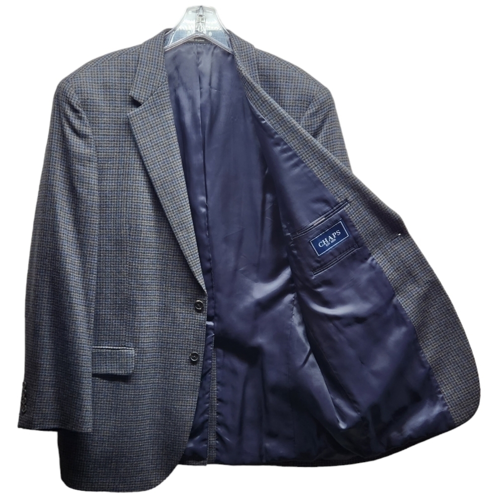 Chaps Men's Navy Blue Plaid Sport Coat Blazer